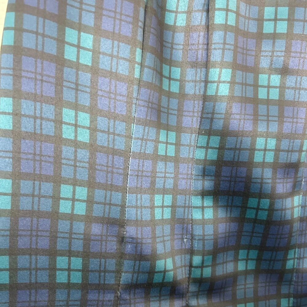 Brooks Brothers 346 Fit & Flare Dress Womens 8 Petite Blue Tartan Plaid Back Zip - Picture 5 of 8